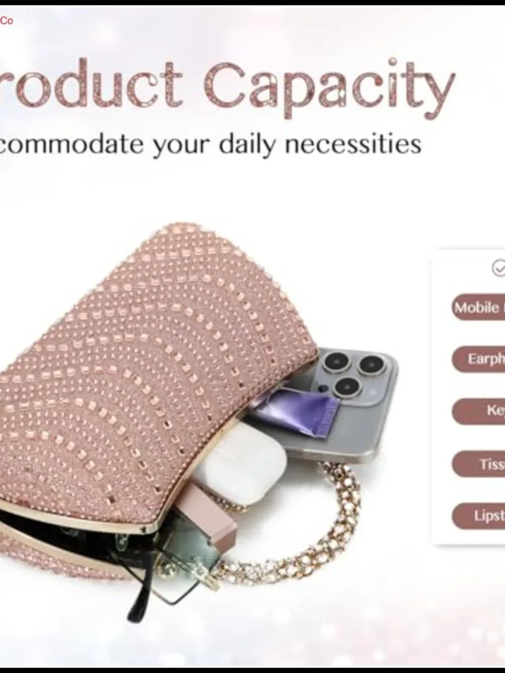 Rhinestone Evening Bag Glitter Clutch Purse Women Sparkly Handbag Chain